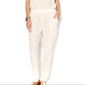 Toupy Paris Off-White 100% Silk Relaxed Trouser Pants M